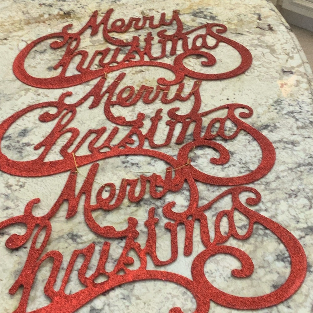 Red Glitter Merry Christmas Hanging Decoration